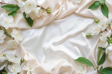 Poster - A simple yet elegant arrangement of white flowers sits on a white cloth