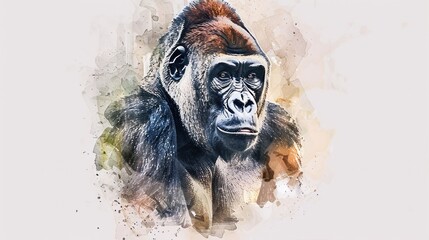 Aufkleber - Close-up shot of a gorilla's face against a plain white background