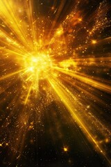Poster - A vibrant yellow starburst against a dark black background, perfect for adding a pop of color to your design
