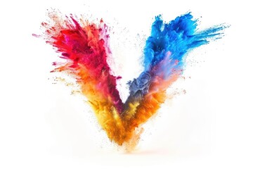 Poster - A colorful explosion of powder forming a 'V' shape