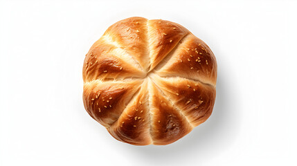 Wall Mural - Minimalist Top View of Isolated Brioche Bread on White Background