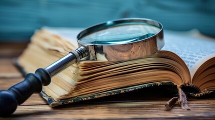 Canvas Print - The Book and Magnifying Glass