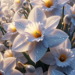 Wall Mural - white daffodils floral background