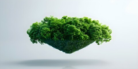 Poster - creating a 3d representation of a floating island covered in vibrant green forests. concept 3d model