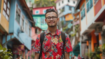 Wall Mural - The man in floral shirt