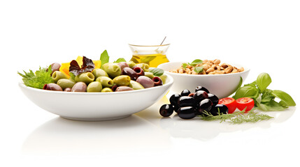 Wall Mural - bowl of fresh olives,Gourmet Olive Poster ,Black and Green Marinated Olives