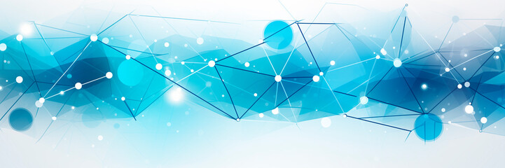 Poster - Abstract Network Connections with Blue-Toned Dots and Lines, banner style. electronic concept