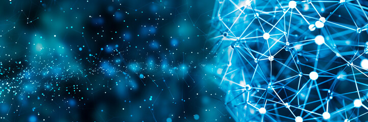 Poster - Abstract Network Connections with Blue-Toned Dots and Lines, banner style. electronic concept