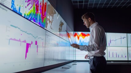 Wall Mural - The man analyzing financial data
