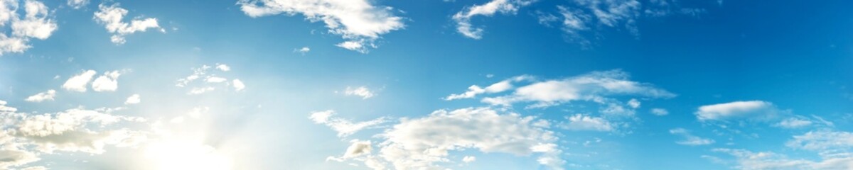 Wall Mural - panorama blue sky with clouds on a sunny day.