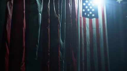 Poster - Close-up shot  of the flag of the United States