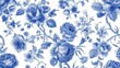 © Bijac - delicate vintage blue french floral toile pattern seamless vector illustration