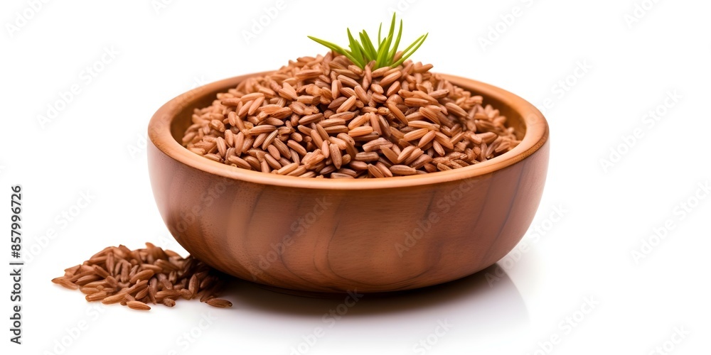 Red and brown rice on a white background. Concept Healthy Eating ...
