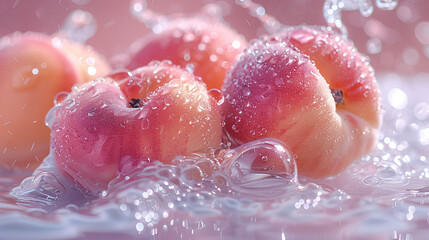 Canvas Print - Fresh peaches in water