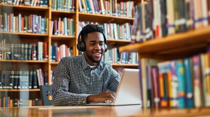 Wall Mural - The student with headphones