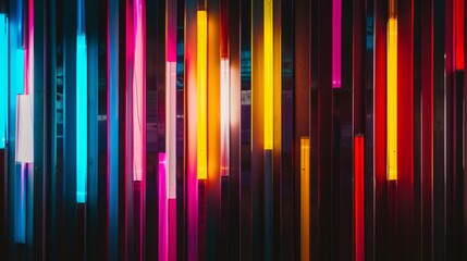 Wall Mural - A colorful light strip with neon lights in a row
