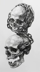 Sticker - Two skulls are chained together
