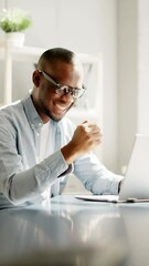 Poster - Successful African American businessman celebrates financial win