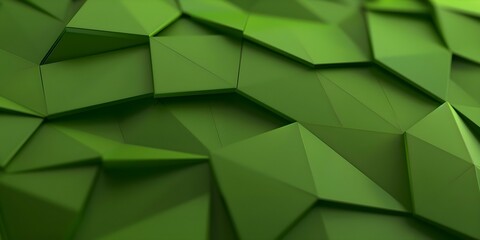 Wall Mural - Vibrant Abstract Triangle Polygon Background with Artistic Green Shades in Wide Format. Concept Abstract Art, Triangle Polygon, Vibrant Colors, Green Shades, Wide Format