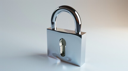 Poster - Shiny padlock is reflecting light on a white background, representing security and data protection