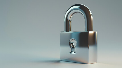 Poster - Shiny metal padlock is standing on a white surface, representing the concept of security