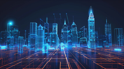 Line and Architecture Future Urban Internet Technology Background