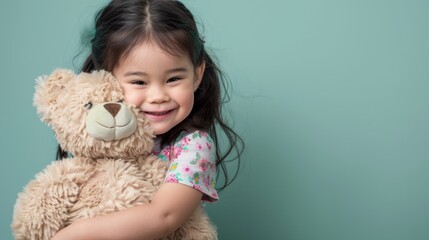 Canvas Print - The Smiling Girl with Teddy