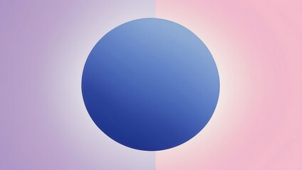 Wall Mural - A simple illustration with a single blue circle against a gradient background of purple and pink