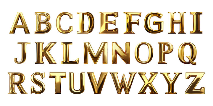 Bright Glossy Gold Alphabet