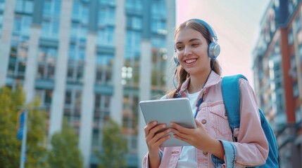 Wall Mural - The student with a tablet