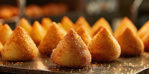 Brasilian snack coxinha, dried meat with cheddar