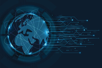 Wall Mural - Global network connection. World map point and line composition concept of global business. Vector Illustration