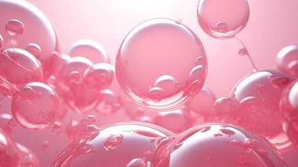 Mesmerizing Pink Glossy Bubbles: A Dreamy, Effervescent Abstract Scene.