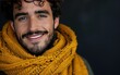 © FMSTUDIO - Man Smiling With Yellow Scarf Against Black Background