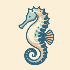 Wall Mural - illustration of seahorse. clip art of seahorse cartoon. vector flat