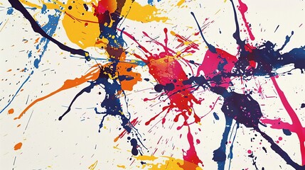 Wall Mural - A painting of a colorful, swirling line with splatters of red, blue, and black