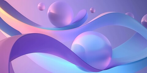 Wall Mural - Abstract 3D Render with Purple, Blue, and Pink Gradient