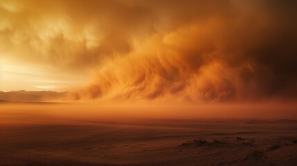 Wall Mural - upcoming sandstorm in the desert at sunset