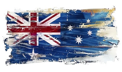 Wall Mural - Grunge watercolor painted Australia flag. Template for national holiday symbol.