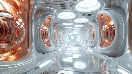 Fototapete - The interior of an advanced agriculture in the universe. Generative AI.