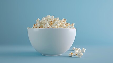 Wall Mural - Edited popcorn bowl on blue backdrop