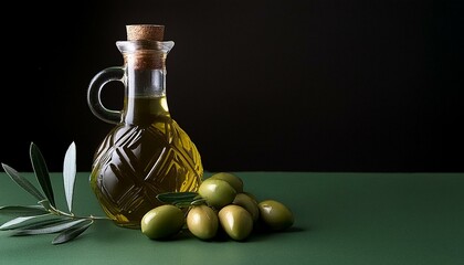 bottle of oil with olives