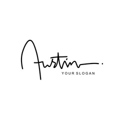 Wall Mural - Austin name signature logo vector design