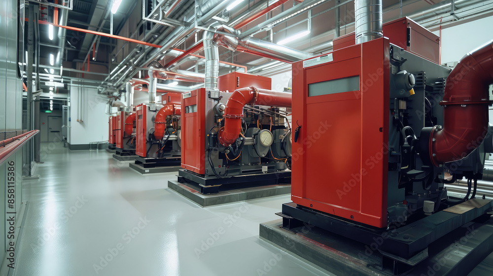 factory generator room with large powerful industrial generators Stock ...