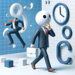 Wall Mural - surreal businessman at work