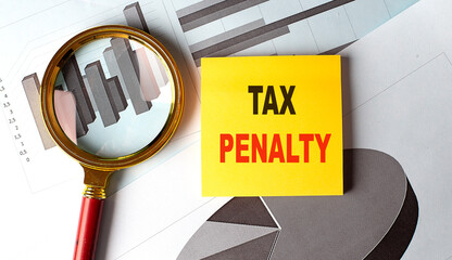 Poster - TAX PENALTY text on sticky on chart background