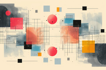 Poster - Minimalist vector illustration with delicate pastel geometric shapes,