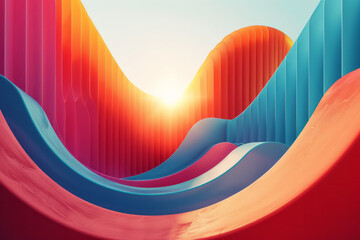 Poster - Vector design with thin geometric lines in pastel colors, minimalistic approach,