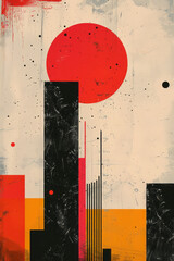 Poster - Minimalist pastel vector design with thin geometric shapes and lines,