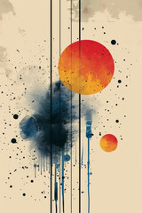 Poster - Minimalist pastel vector design with thin geometric shapes and lines,